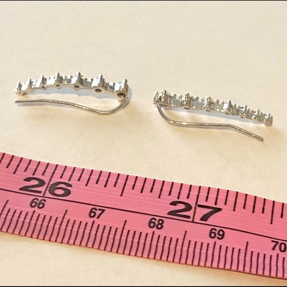 Sterling Silver Post Ear Crawler With CZ Studs - Picture 3 of 7